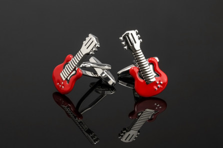 Red Guitar with Silver Cufflinks